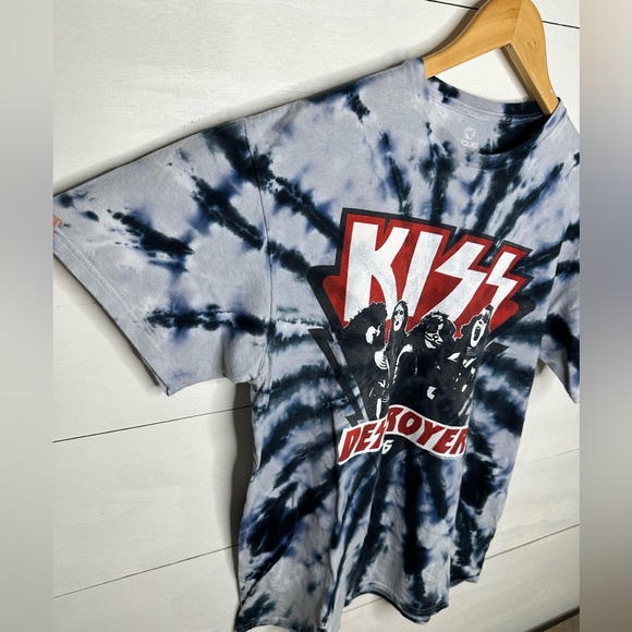 Liquid Blue Tie-Dye Kiss Destroyer 1976 Graphic Tee Size Large - Picture 2 of 5